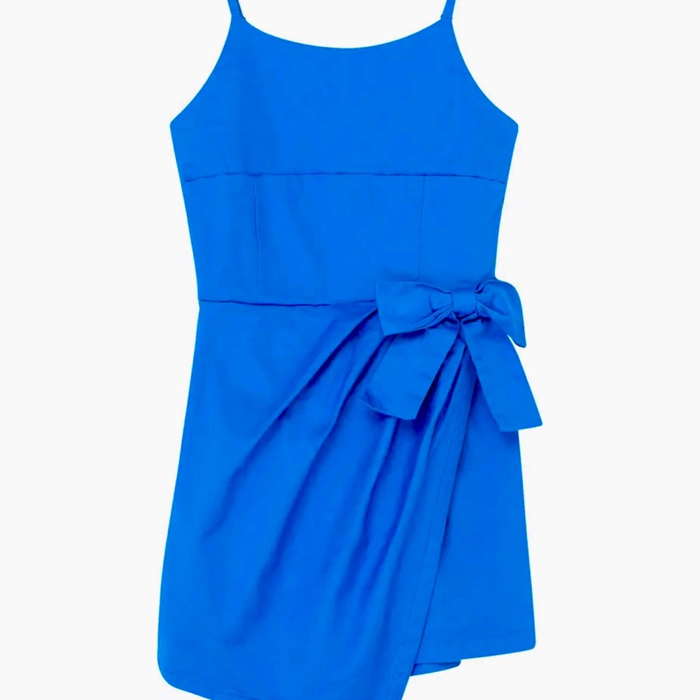 Habitual Bright Blue Bow-Accent Spaghetti Strap Dress